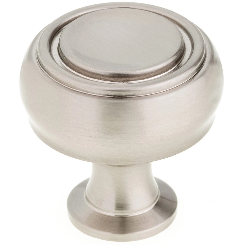 Contemporary Knob - Rings Border - 1-5/16" D - Brushed Nickel